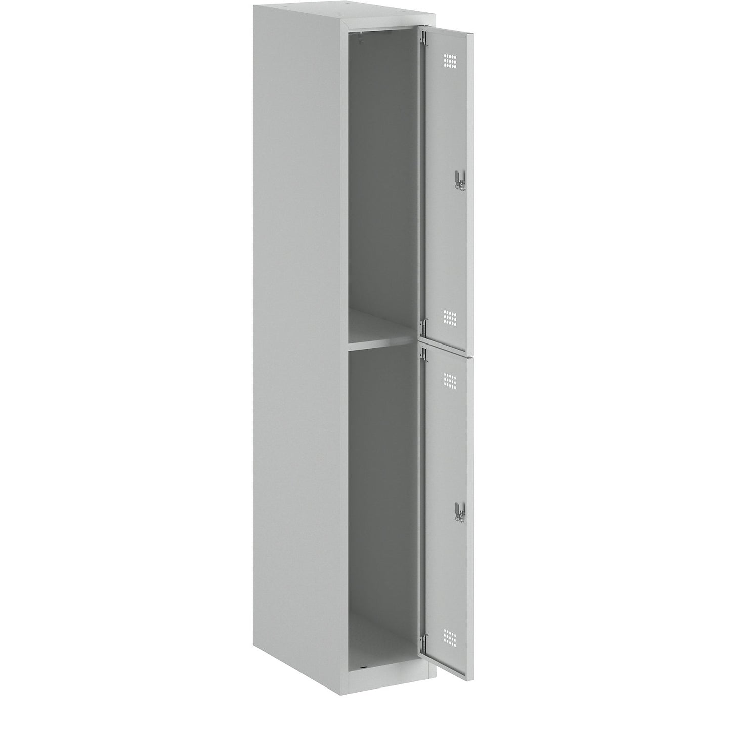 Hamburg double deck clothes locker, 1 compartment, width 300 mm, extension unit, light grey / light grey.