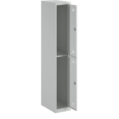 Hamburg double deck clothes locker, 1 compartment, width 300 mm, extension unit, light grey / light grey.