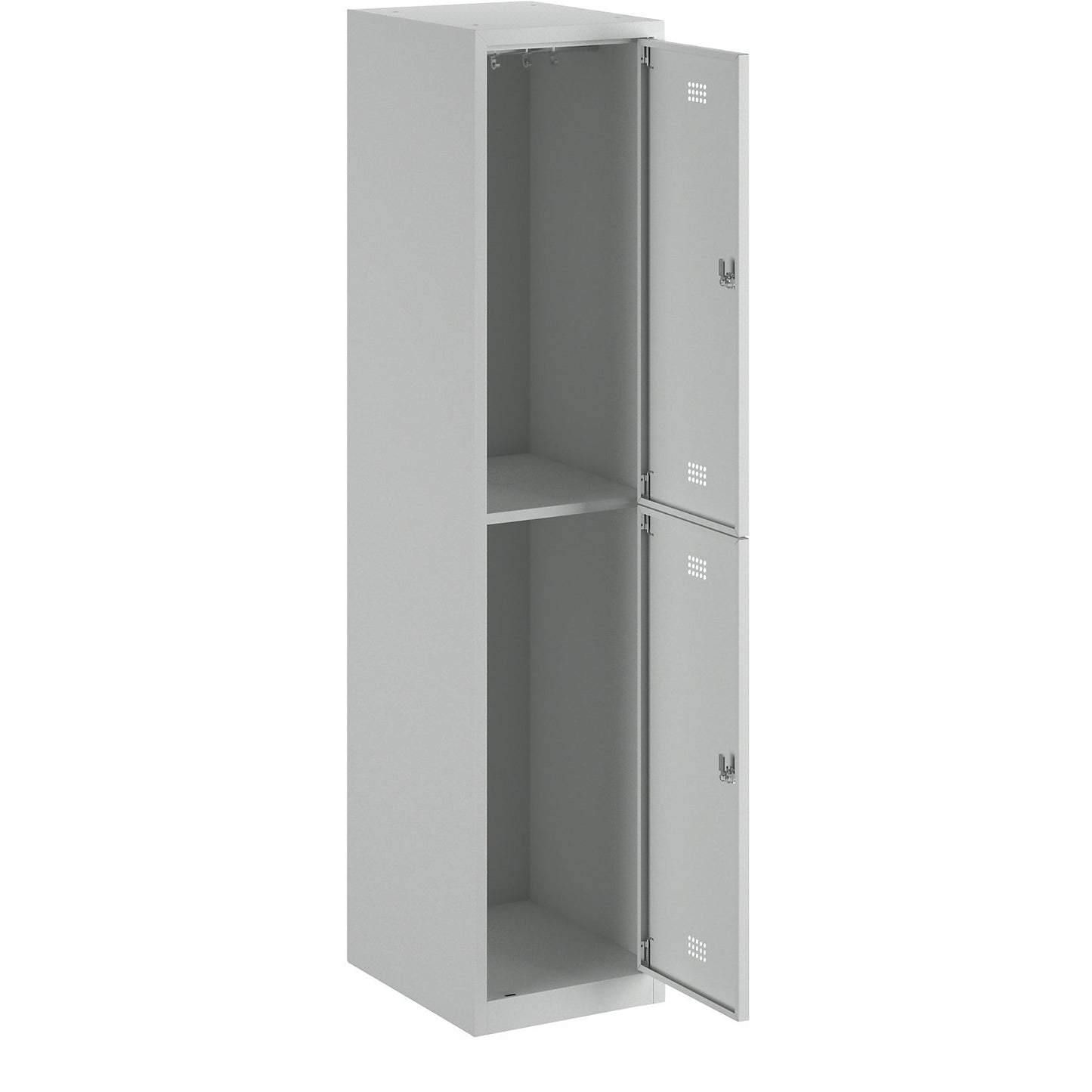 Hamburg double deck clothes locker, 1 compartment, width 400 mm, extension unit, light grey / light grey.