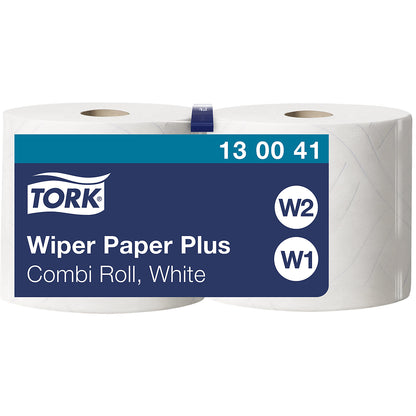 Multi-purpose paper wipes, hybrid quality, 2-ply, white, pack of 2 rolls, 750 sheets/roll.