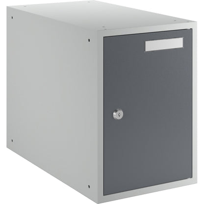 Cube locker, HxWxD 350 x 250 x 450 mm, solid panel door, light grey / basalt grey.