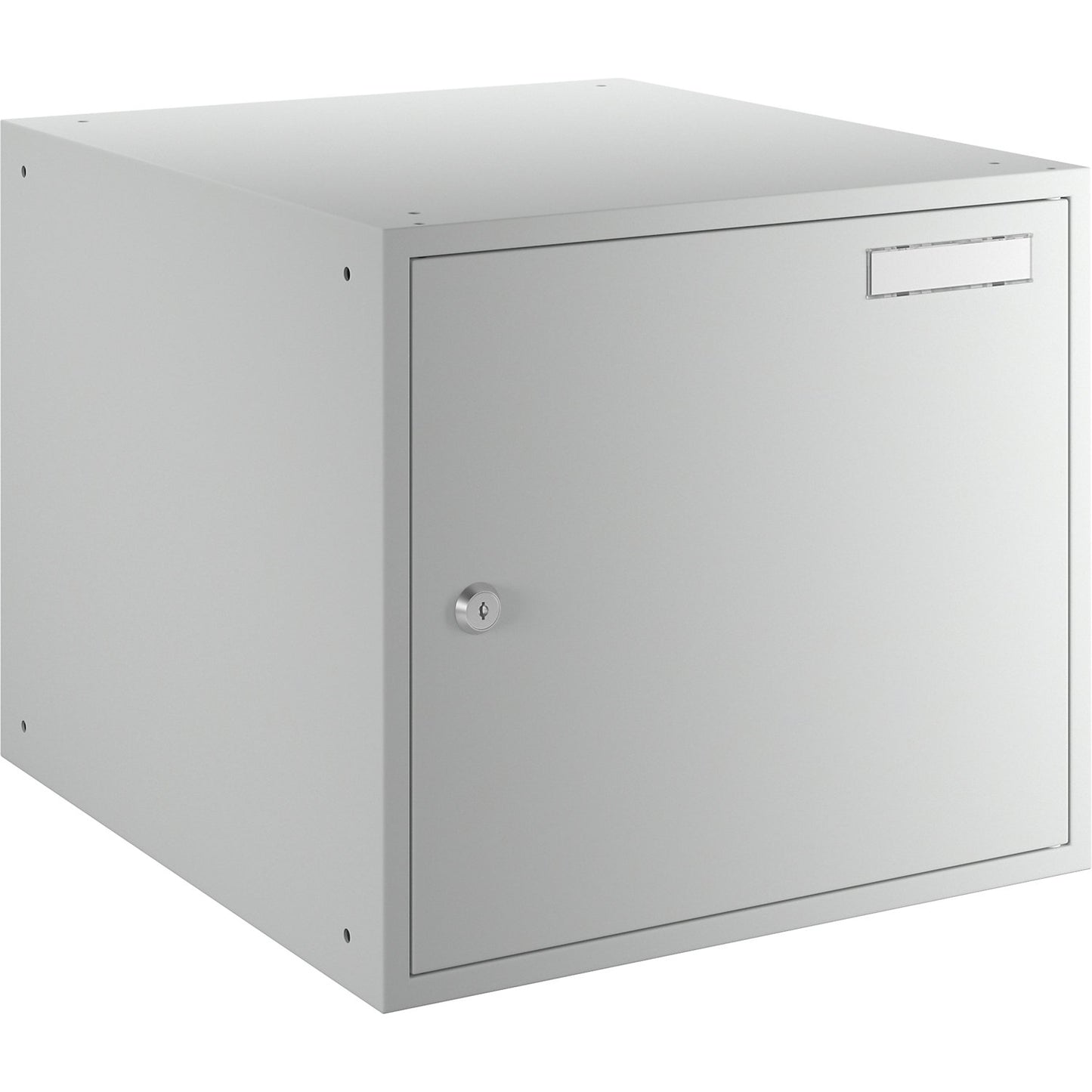 Cube locker, HxWxD 350 x 400 x 450 mm, solid panel door, light grey.