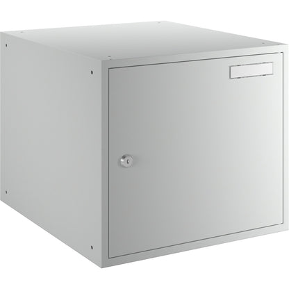 Cube locker, HxWxD 350 x 400 x 450 mm, solid panel door, light grey.