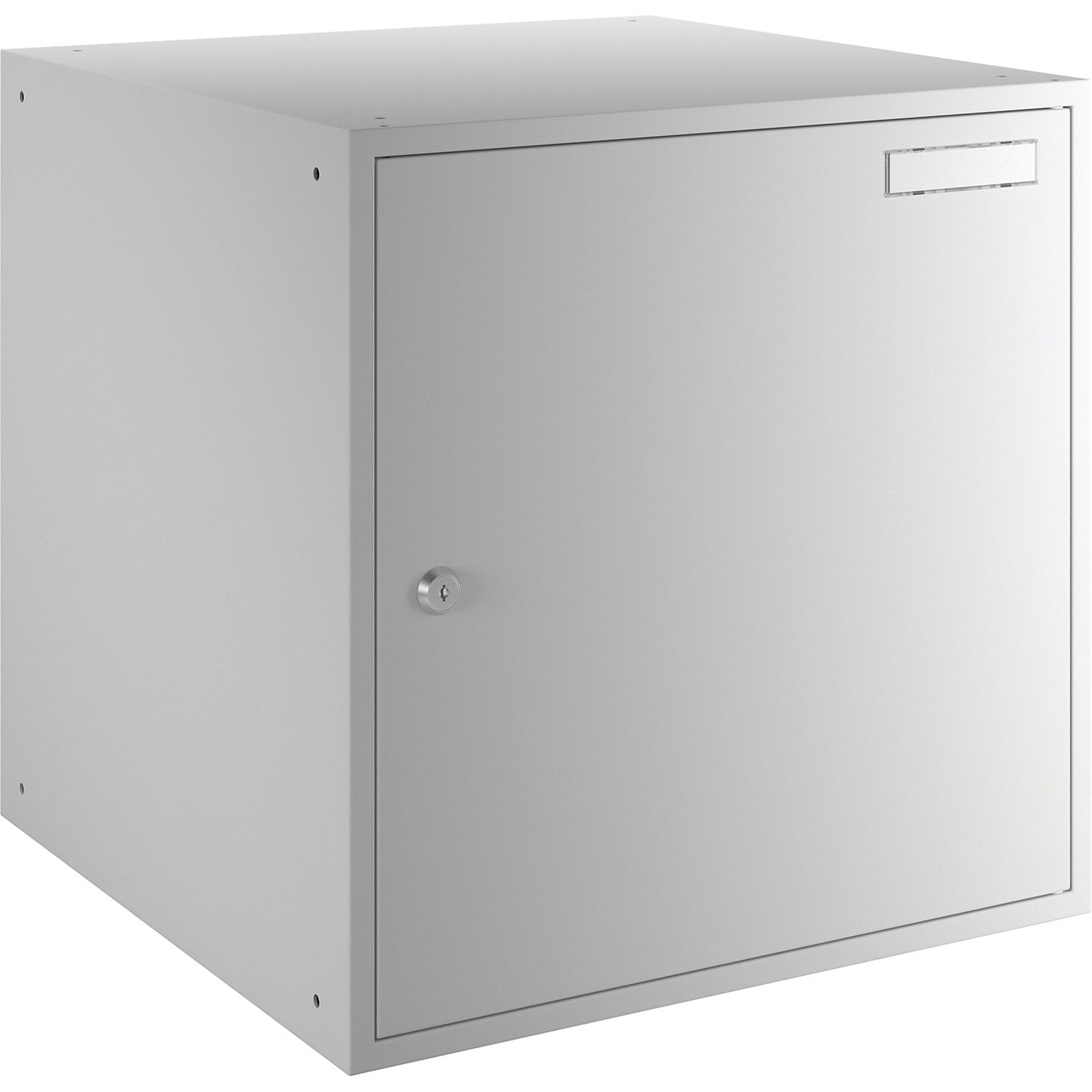 Cube locker, HxWxD 450 x 450 x 450 mm, solid panel door, light grey.