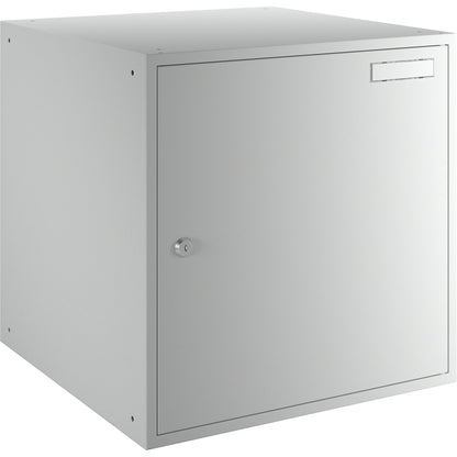 Cube locker, HxWxD 450 x 450 x 450 mm, solid panel door, light grey.