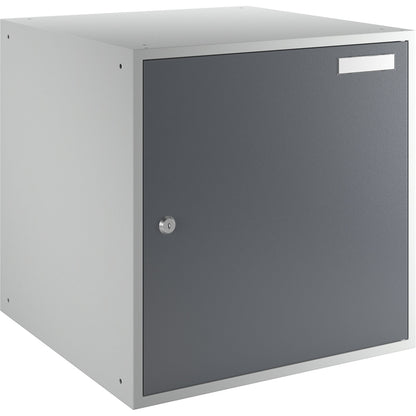 Cube locker, HxWxD 450 x 450 x 450 mm, solid panel door, light grey / basalt grey.