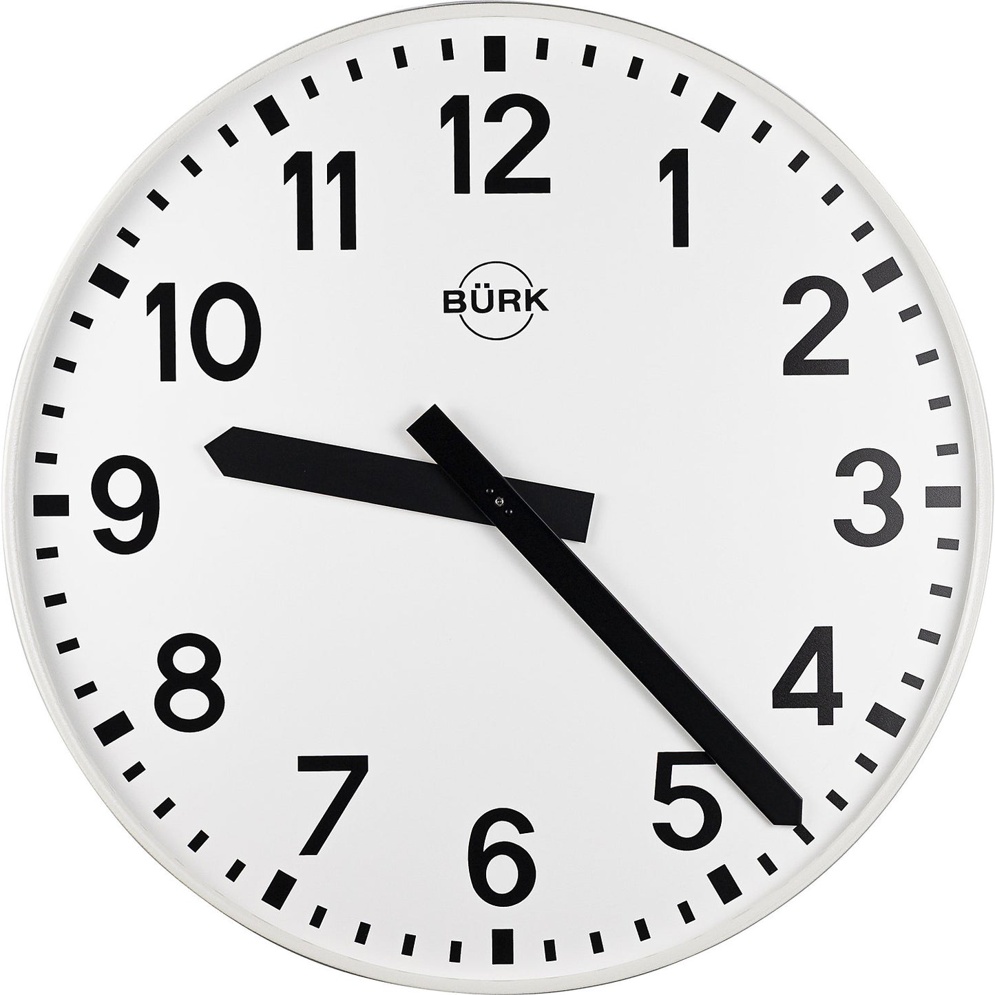 Wall clock, Ø 500 mm, radio synchronised clock, with numbers.