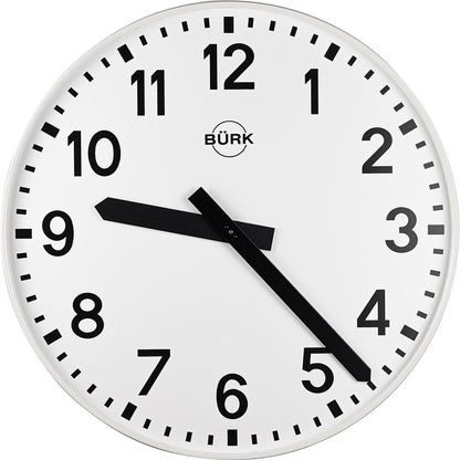 Wall clock, Ø 500 mm, radio synchronised clock, with numbers.
