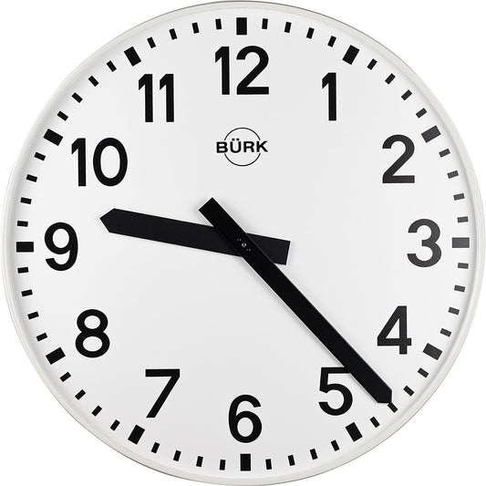 Wall clock, Ø 500 mm, radio synchronised clock, with numbers.