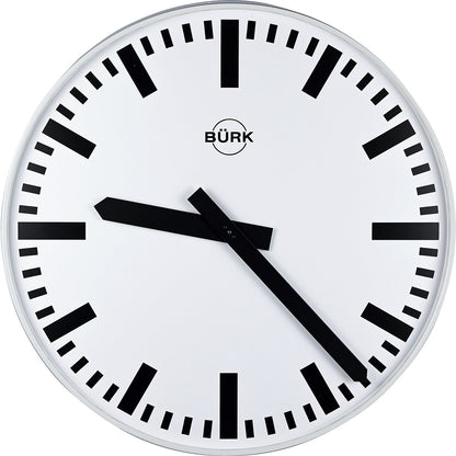 Wall clock, Ø 500 mm, radio synchronised clock, with bars.