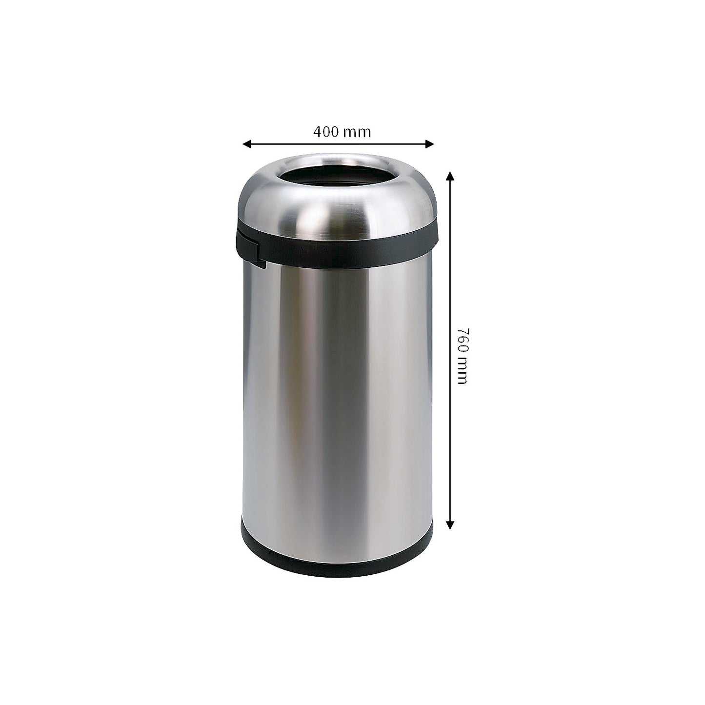 Open waste bin, capacity 60 l, HxØ 760 x 400 mm, round.