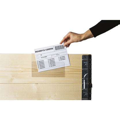 Document pouches with folded edge, shortened front side, documents inserted through top / side, for A5, pack of 100.