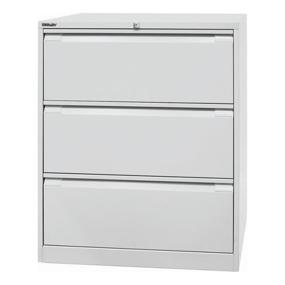 Suspension file cabinet, 2-track, 3 A4 drawers, light grey.
