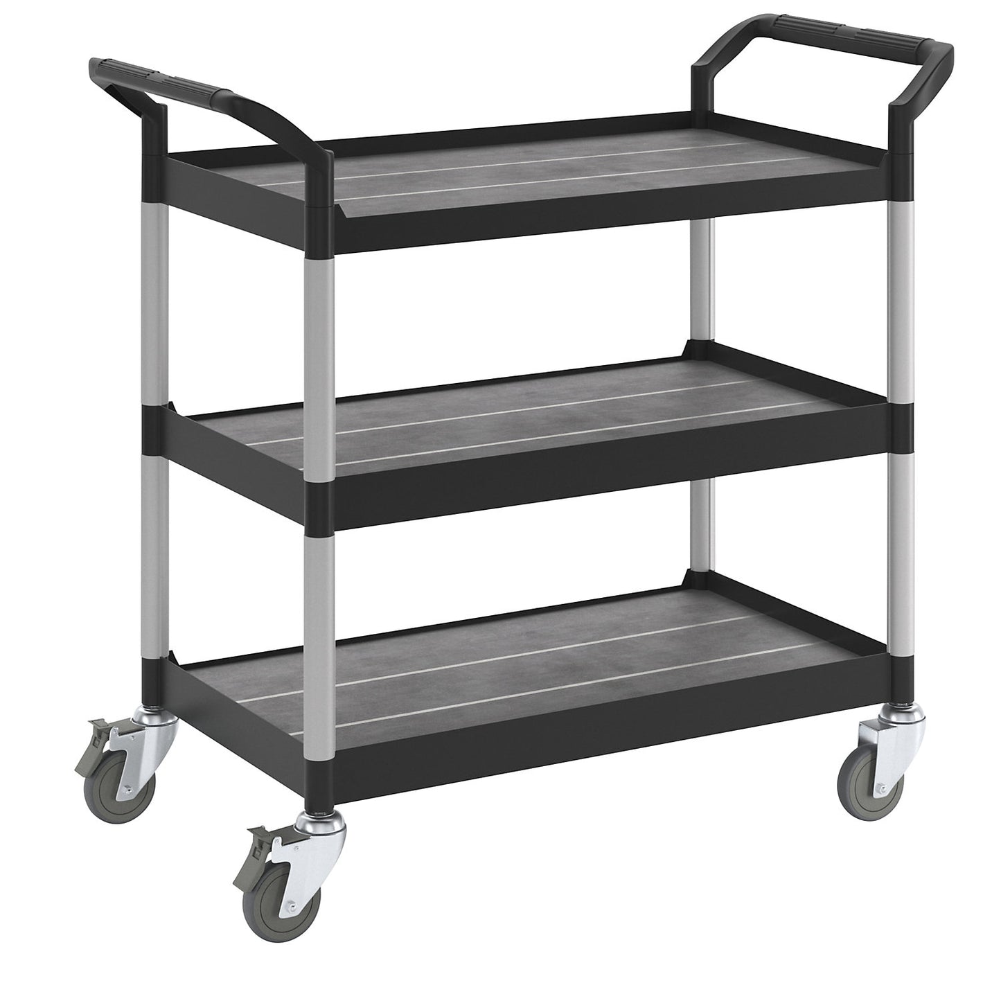 General purpose truck, 3 shelves, max. load 250 kg, LxWxH 850 x 480 x 1000 mm, black.