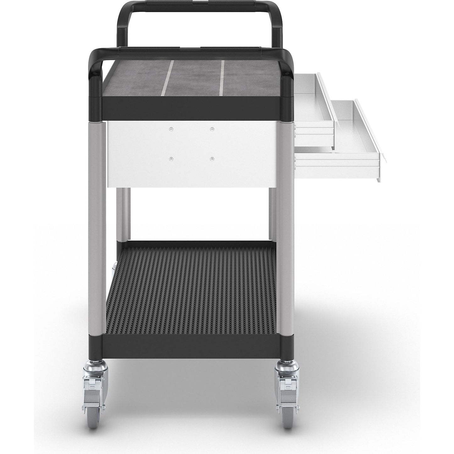 General purpose truck with drawers, LxWxH 850 x 480 x 950 mm, 2 drawers, 2 shelves, max. load 200 kg.