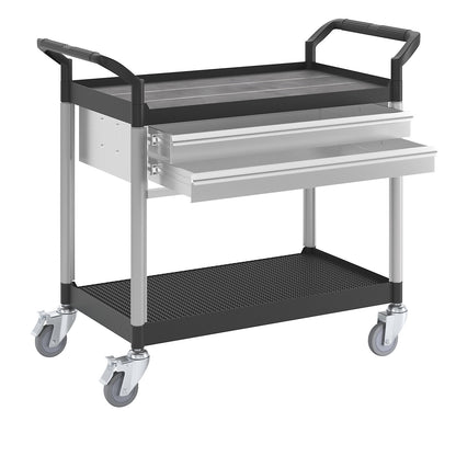 General purpose truck with drawers, LxWxH 850 x 480 x 950 mm, 2 drawers, 2 shelves, max. load 200 kg.