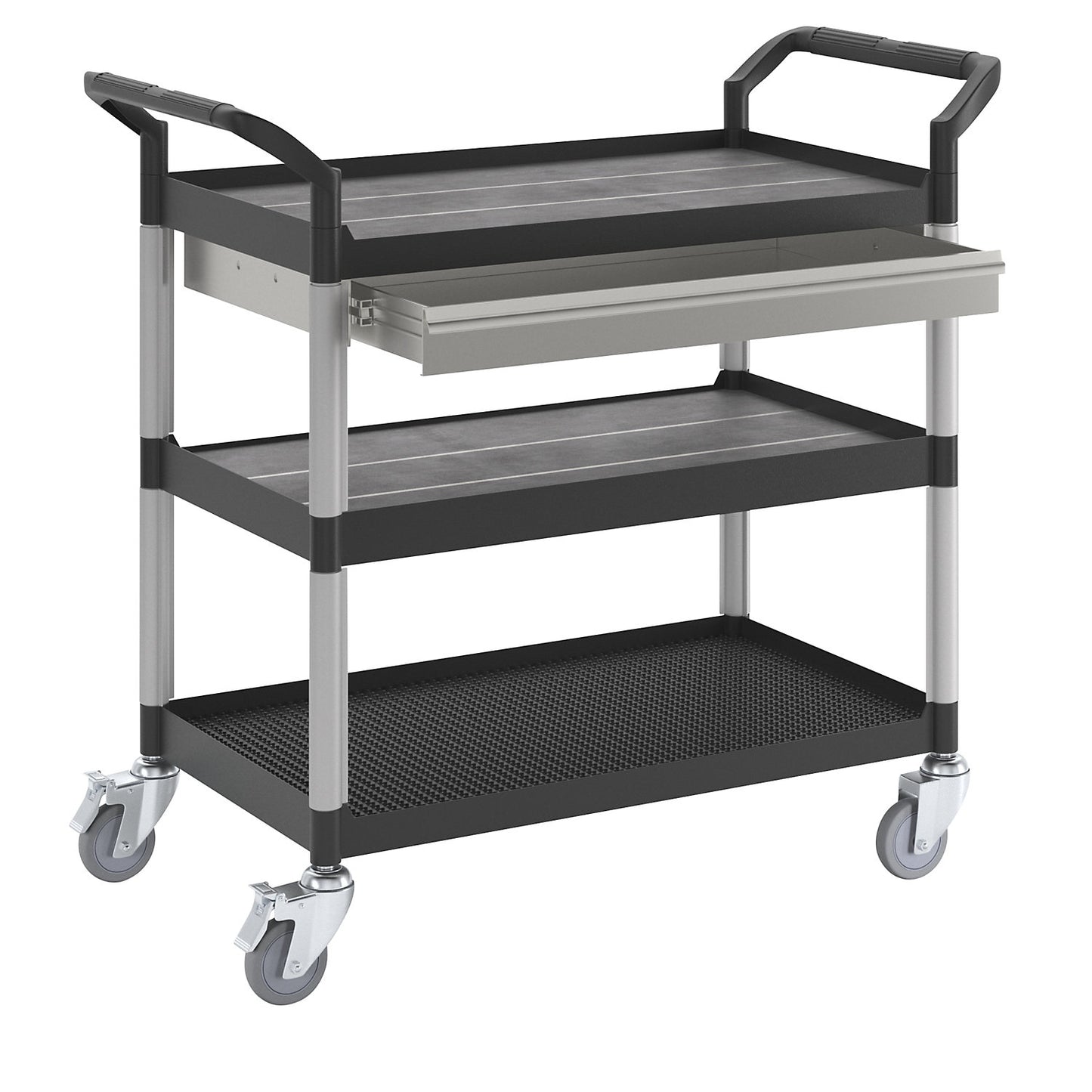 General purpose truck with drawers, LxWxH 850 x 480 x 1000 mm, 1 drawer, 3 shelves, max. load 250 kg.