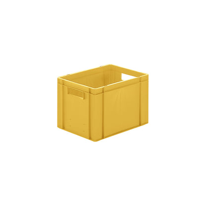 Euro stacking container, closed walls and base, LxWxH 400 x 300 x 270 mm, yellow, pack of 5.