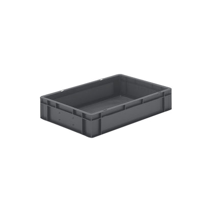 Euro stacking container, closed walls and base, LxWxH 600 x 400 x 120 mm, grey, pack of 5.