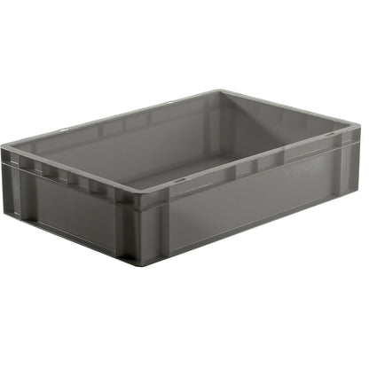 Euro stacking container, closed walls and base, LxWxH 600 x 400 x 145 mm, grey, pack of 5.