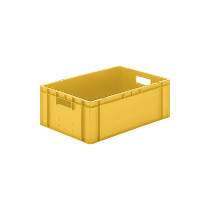 Euro stacking container, closed walls and base, LxWxH 600 x 400 x 210 mm, yellow, pack of 5.