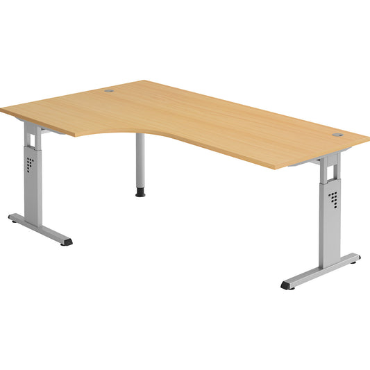 Free form table, height adjustable, 680 - 760 mm, WxD 2000 x 1200 mm, beech finish.