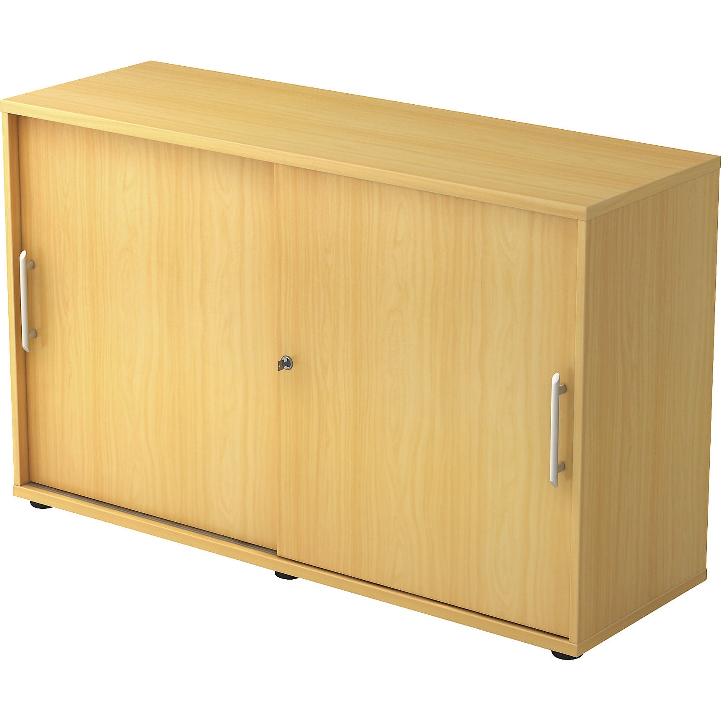 Sliding door cupboard, each with 1 shelf and 1 partition, HxWxD 748 x 1200 x 400 mm, beech finish.