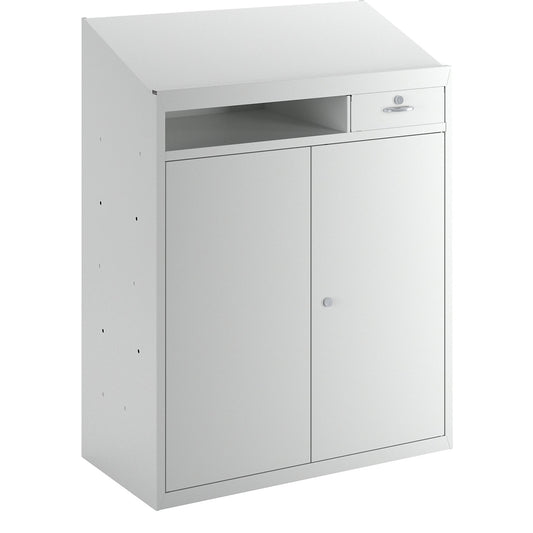 Document control station, HxWxD 1220x915x457 mm, light grey.