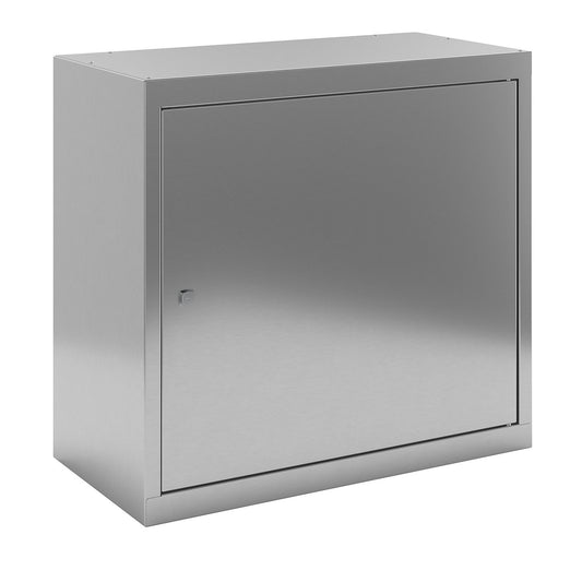 Stainless steel wall cupboard, HxWxD 600 x 650 x 320 mm, 2 shelves.