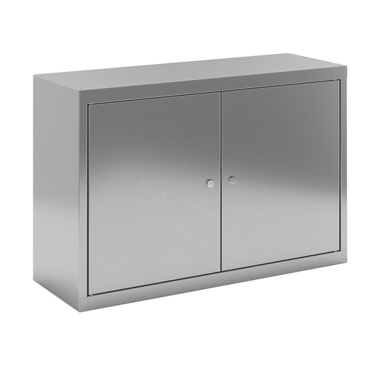 Stainless steel wall cupboard, HxWxD 600 x 900 x 320 mm, 2 shelves.