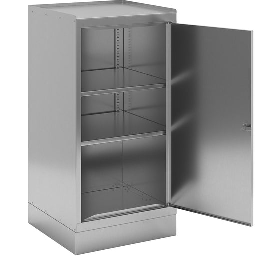 Stainless steel tool cupboard, with 2 shelves, HxWxD 1000 x 500 x 500 mm.