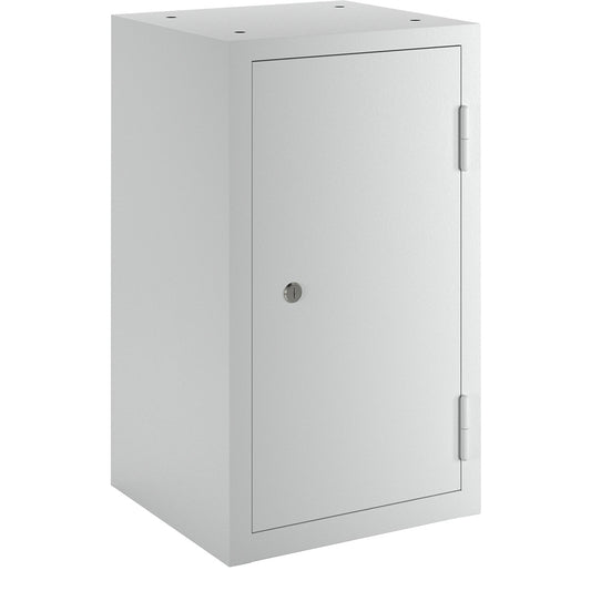 Wall mounted cupboard for the workshop, HxWxD 600 x 350 x 320 mm, solid panel doors, light grey RAL 7035.