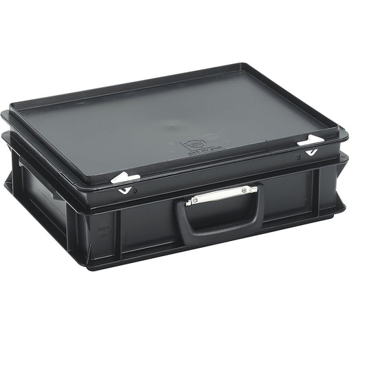 ESD plastic case, capacity 10 l, external dimensions LxWxH 400 x 300 x 130 mm, 1+ items.