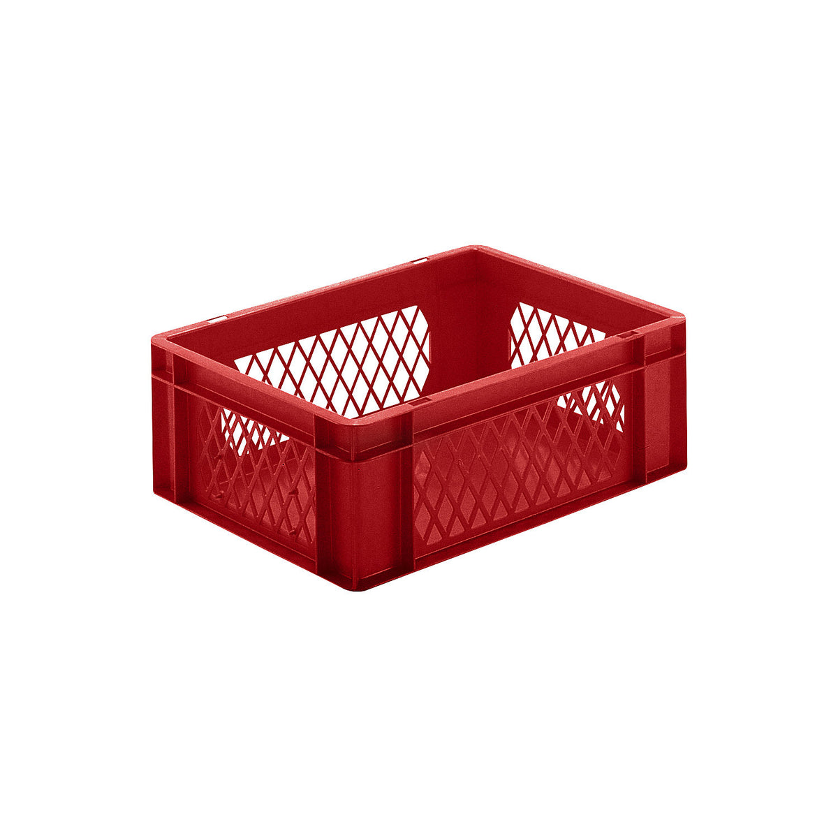Euro stacking container, perforated walls, closed base, LxWxH 400 x 300 x 145 mm, red, pack of 5.