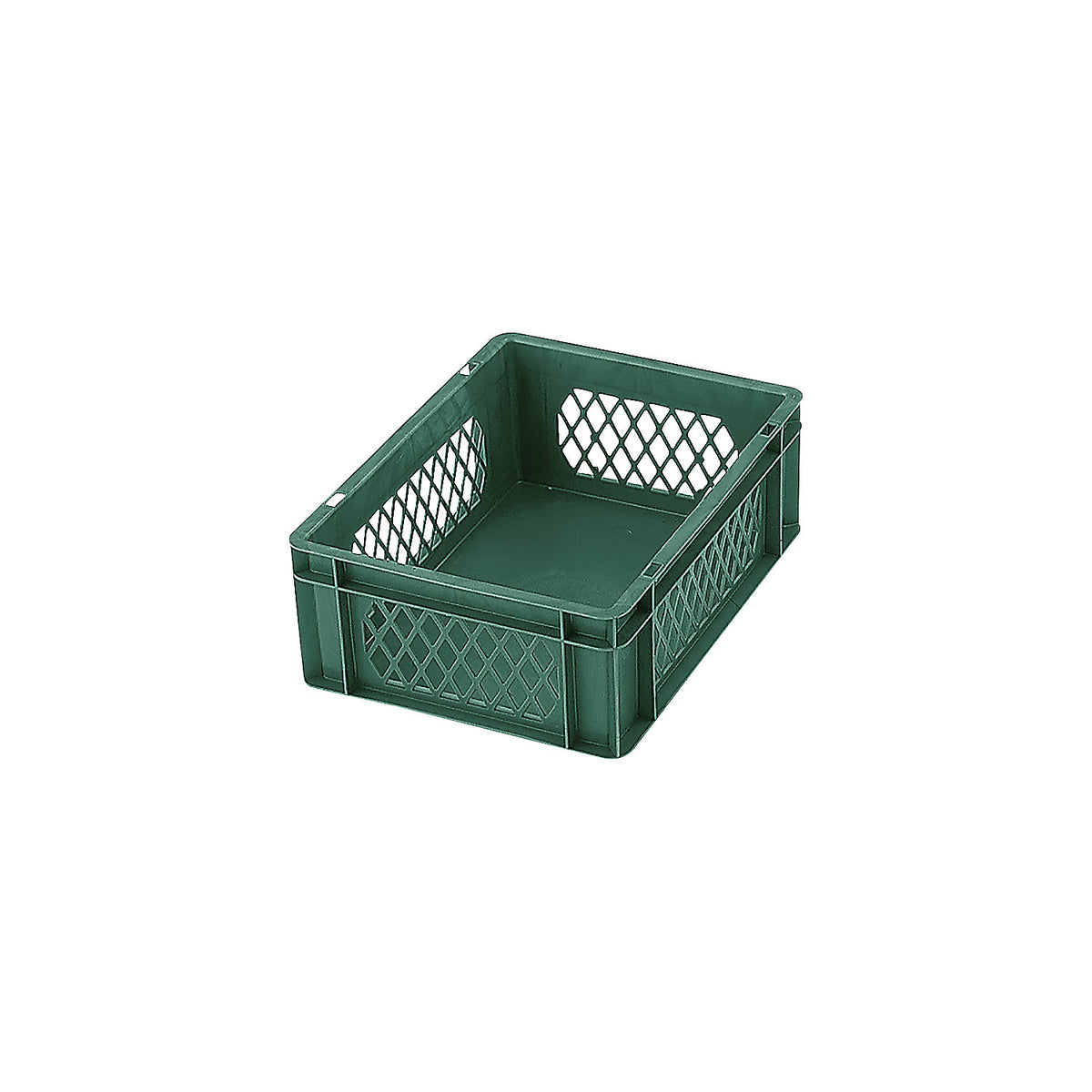 Euro stacking container, perforated walls, closed base, LxWxH 400 x 300 x 145 mm, green, pack of 5.