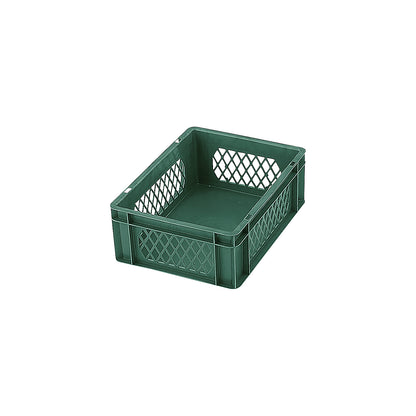 Euro stacking container, perforated walls, closed base, LxWxH 400 x 300 x 145 mm, green, pack of 5.