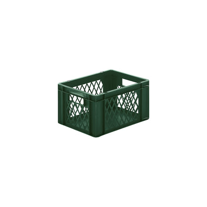 Euro stacking container, perforated walls, closed base, LxWxH 400 x 300 x 210 mm, green, pack of 5.