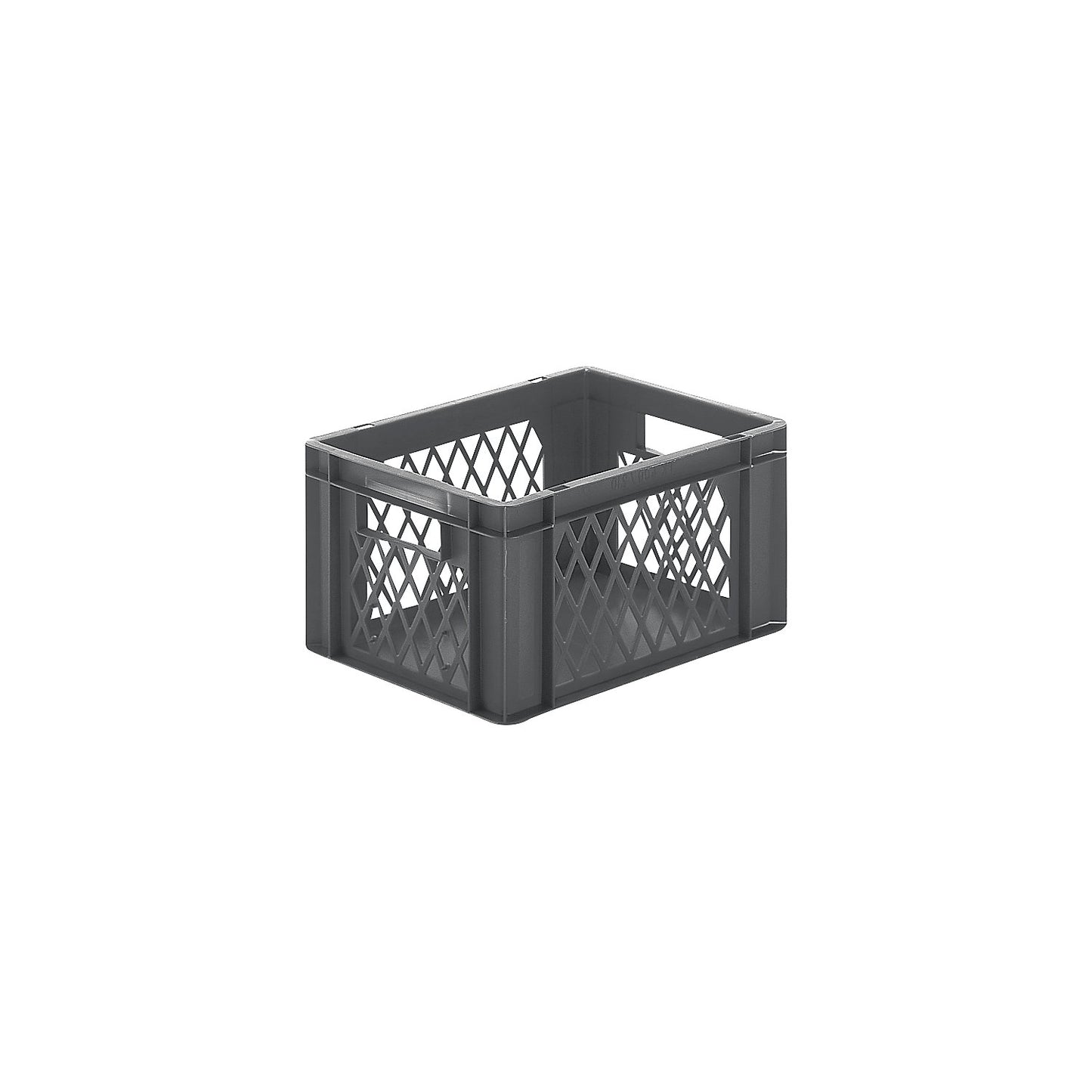 Euro stacking container, perforated walls, closed base, LxWxH 400 x 300 x 210 mm, grey, pack of 5.