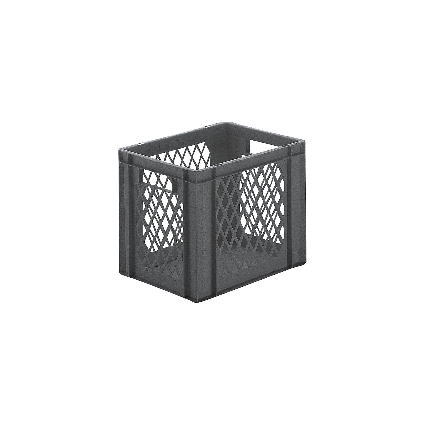 Euro stacking container, perforated walls, closed base, LxWxH 400 x 300 x 320 mm, grey, pack of 5.
