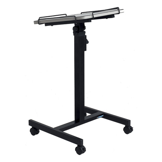 Projector trolley, height adjustment range 800 - 1250 mm, device shelf dimensions WxD 400 x 500 mm.