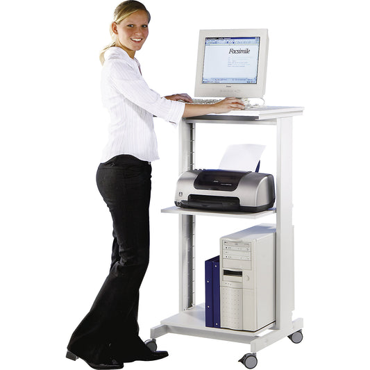 PC table, with two shelves, HxWxD 1180 x 600 x 500 mm, light grey RAL 7035.