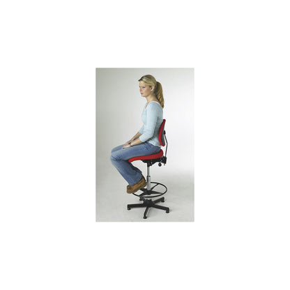 AEGA industrial chair, low model with floor glides, fabric cover, black, height adjustable 500 - 630 mm.