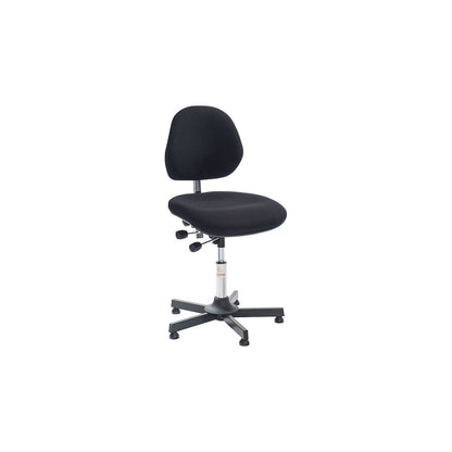 AEGA industrial chair, low model with floor glides, fabric cover, black, height adjustable 500 - 630 mm.