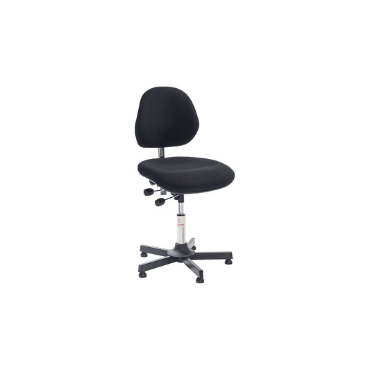 AEGA industrial chair, low model with floor glides, fabric cover, black, height adjustable 500 - 630 mm.