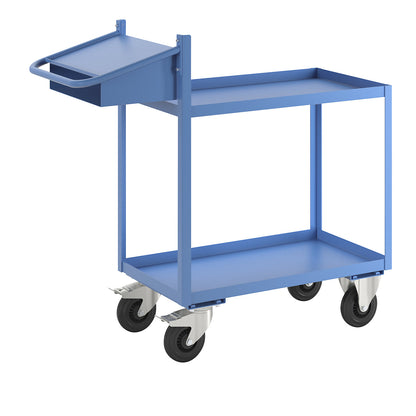 General purpose trolley, with tray shelves, clipboard and storage compartment, platform LxW 900 x 500 mm, 2 shelves.
