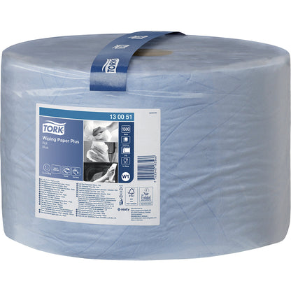 Multi-purpose paper wipes, strong, hybrid quality, 2-ply, blue, pack of 1 roll, 1500 sheets/roll.