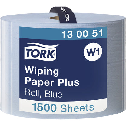 Multi-purpose paper wipes, strong, hybrid quality, 2-ply, blue, pack of 1 roll, 1500 sheets/roll.