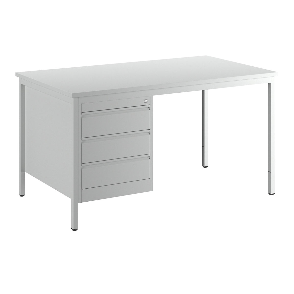 Foreman's desk, light grey, drawers 3 x 140 mm, WxD 1400 x 800 mm.