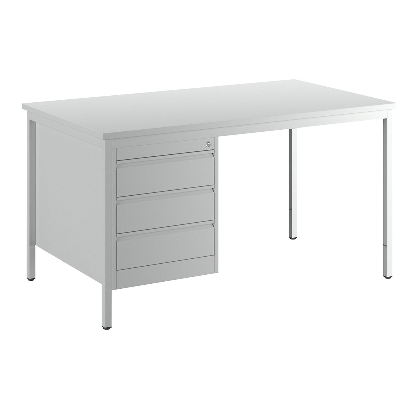 Foreman's desk, light grey, drawers 3 x 140 mm, WxD 1400 x 800 mm.