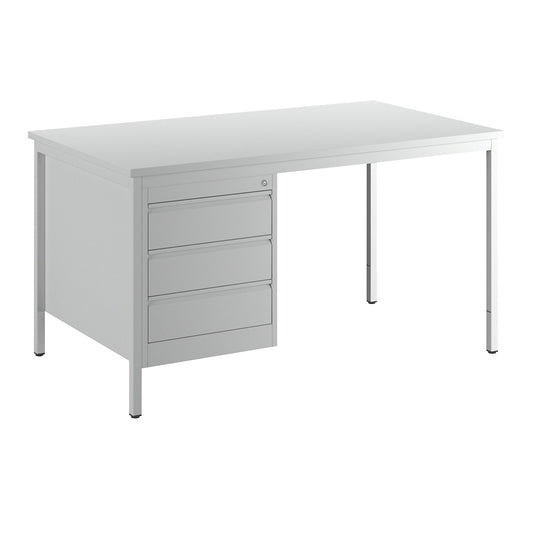 Foreman's desk, light grey, drawers 3 x 140 mm, WxD 1400 x 800 mm.